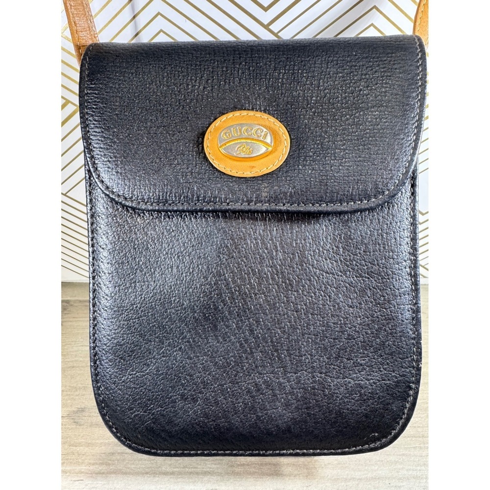 Gucci Vintage Crossbody Bag Black Made in Italy 1980s